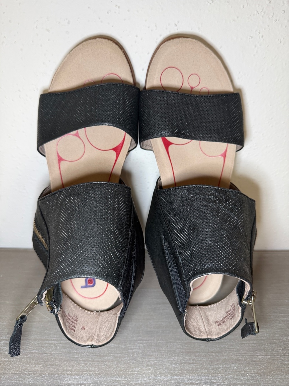 Bionica Ankle Strap Sandals Womens 8 M Casual Slingback Zip Leather Black - Picture 4 of 10